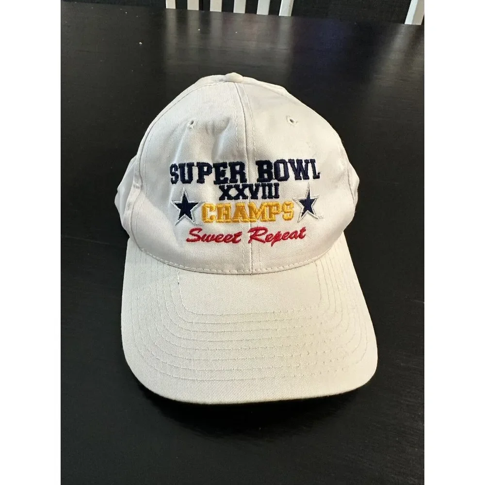 Vintage Dallas Cowboys Hat Cap‎ Polyester Wool blend Super Bowl Champs Repeat 90